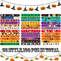 SUNPROUND Halloween slap bracelets with pumpkin, ghost, bat and witch prints - view 10