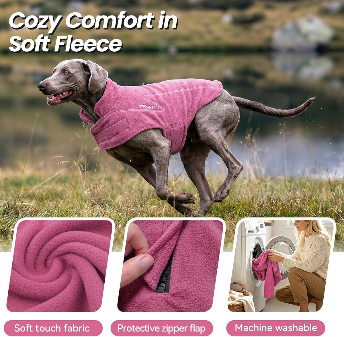 VIVAGLORY Cozywrap dog fleece vest in size L with striped design - view 3