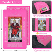 Fofeadm Tarot Cards with Guide Book & Linen Carry Bag - Pink Tarot Cards - image 3