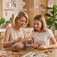 Owl Bookstore Book Nook Kit, 3D Wooden Puzzles with LED - Osaka Takoyaki - image 4