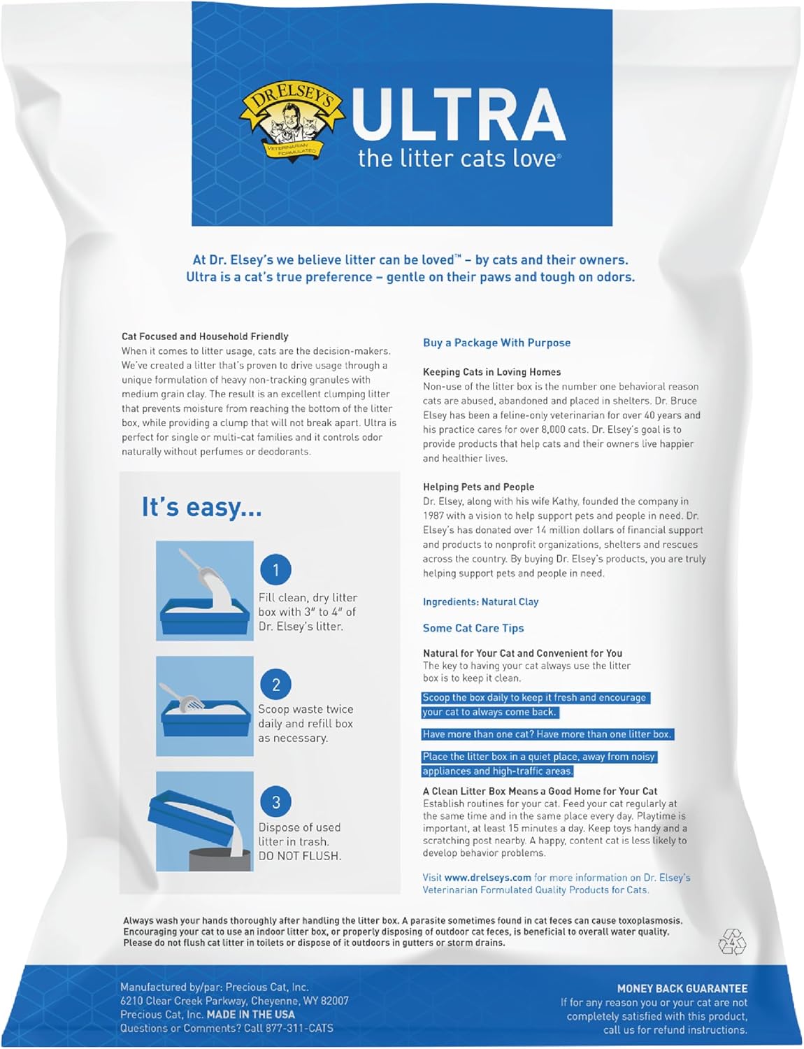 Dr. Elsey's Ultra UnScented Clumping Clay Cat Litter – Daily Care for Cats - 18 lb - image 2