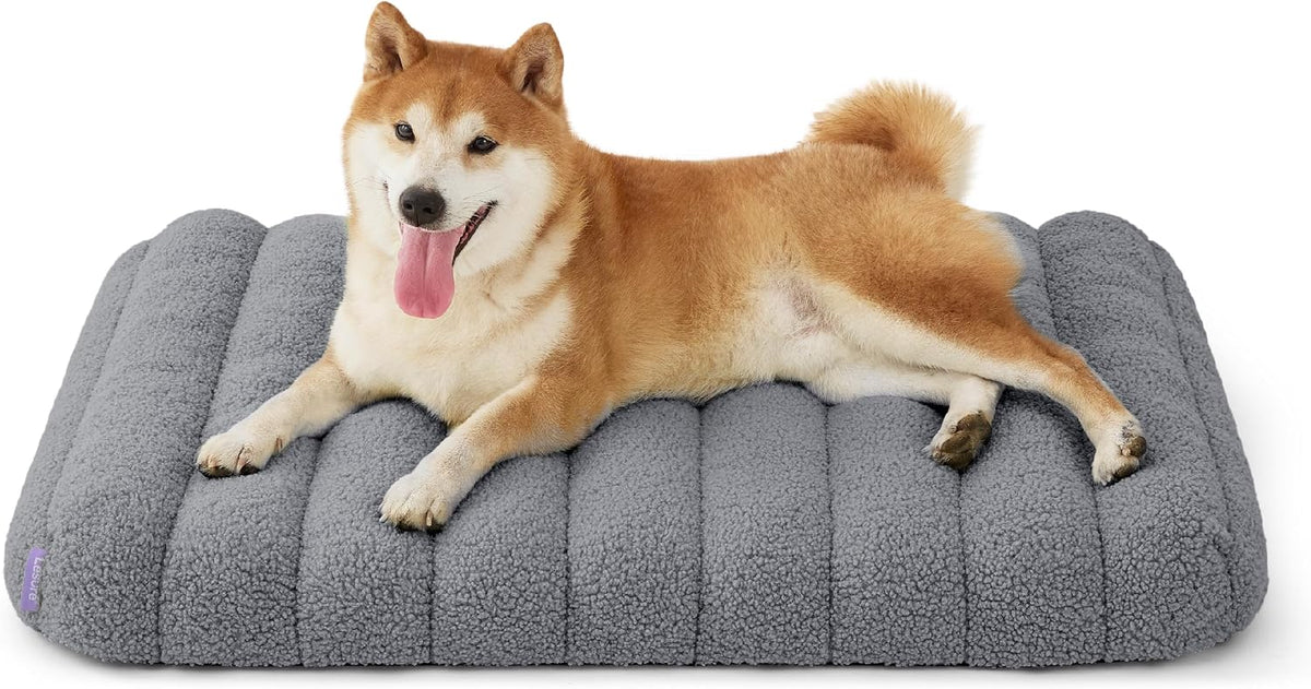 LE SURE Cute Orthopedic Dog Bed Large Sized Dog, Flat Pet Mat - 30"L x 20"W x 4"Th / Grey