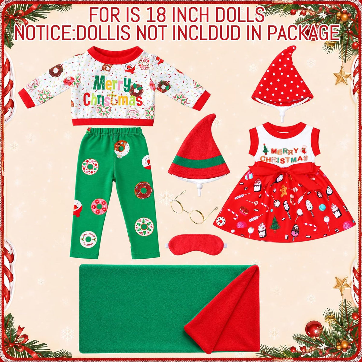Kajaia 8 Pcs 18 Inch Doll Swimsuits Clothes and Accessories – Fun for Kids & Family - Red Green / Donut - image 4