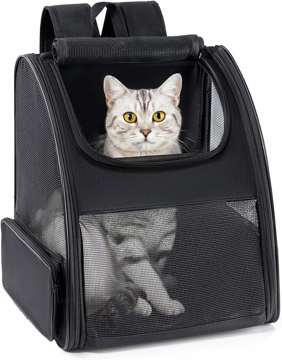 Conlun Cat Backpack Carrier for Small Dogs and Cats Fit Up to 15 Lbs - Black
