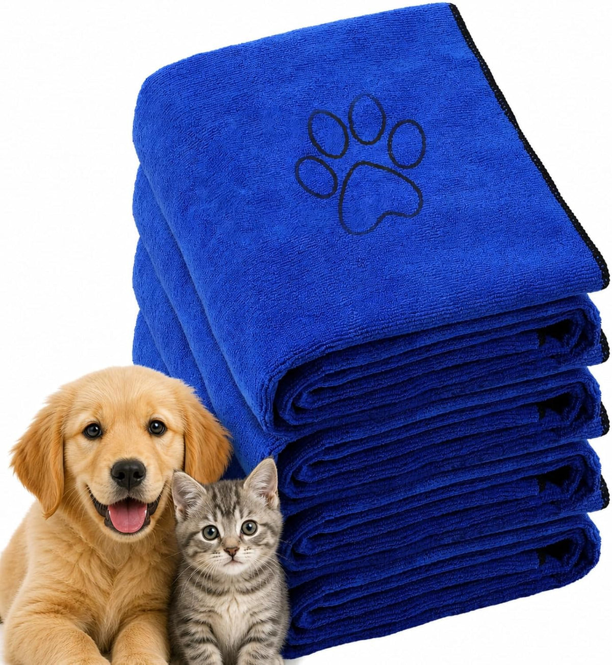 Chumia 4 Pcs Dog Towels for Drying - 30 x 50 Inch / Blue
