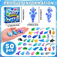 Celltestria 18PCS 3D Printed Skeleton Fidget Toys with Coffin Storage - 50Pcs 3D Ocean Animals - image 3