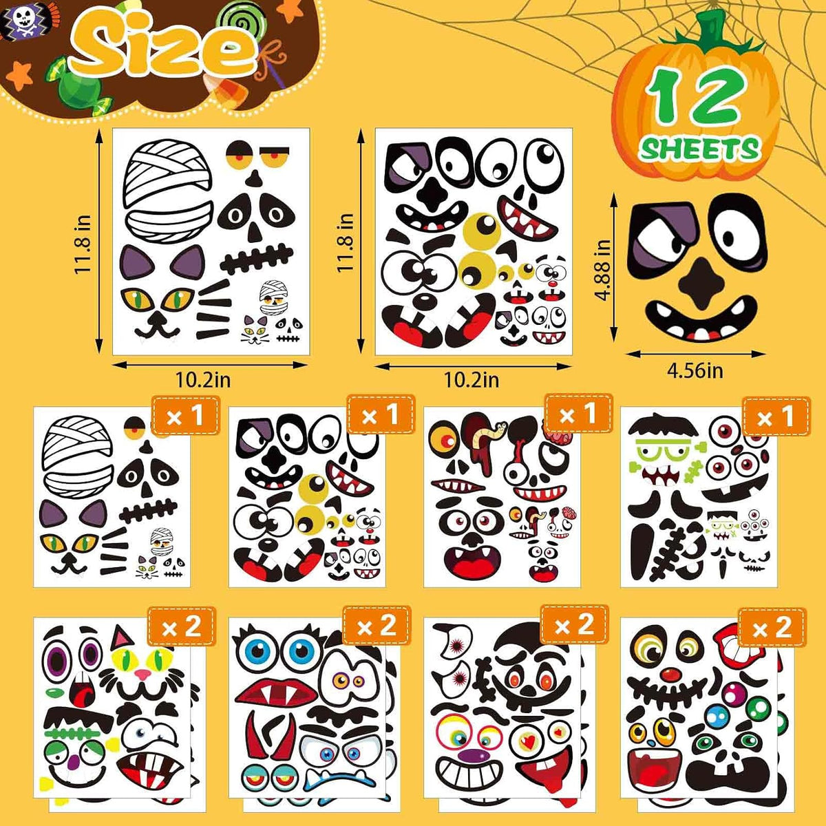 60 Pack Large Pumpkin Stickers - style 2 - image 2