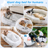 Human Dog Bed, Washable Faux Fur Dog Bed for People Doze Off, Napping Orthopedic Dog Bed,71''x45''x14'' Size Fits You an