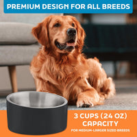 Master Pet Supply Stainless Steel Slanted Dog Cat Food Bowl 24 oz - Black Velvet / 3 Cups (24 oz) - image 4
