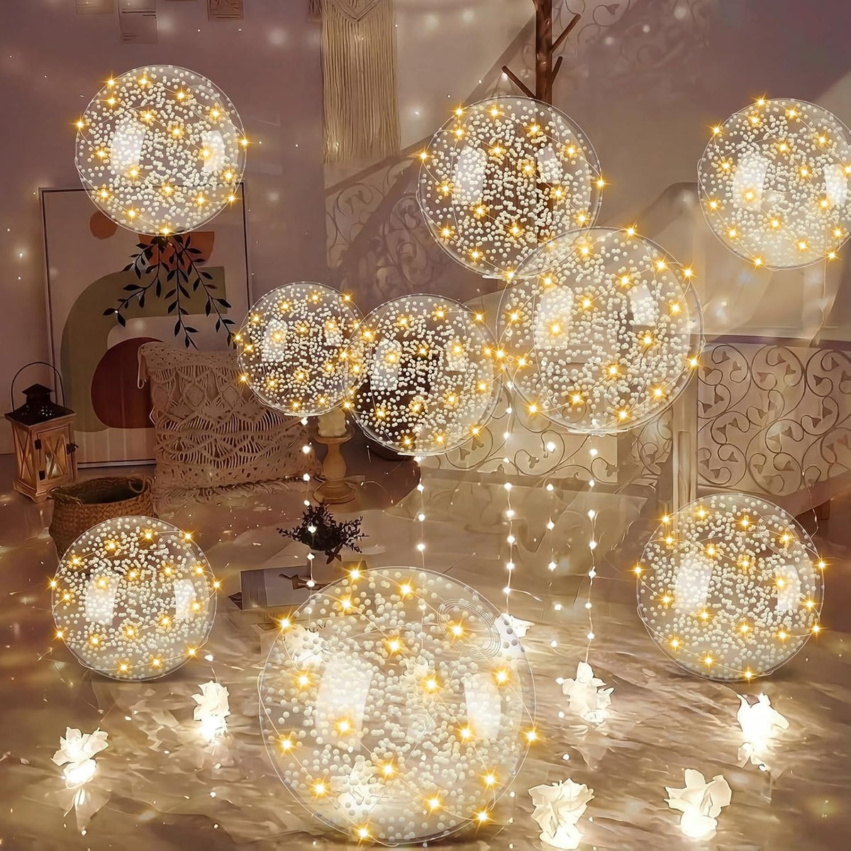 Civaner 10 Pcs Inflatable Glitter Beach Balls 16 Inch - White / Foam - image 2
