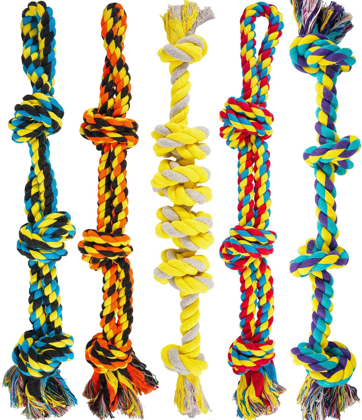 Dog Ropes Toys for Aggressive Chewers - 5 Packs / Large