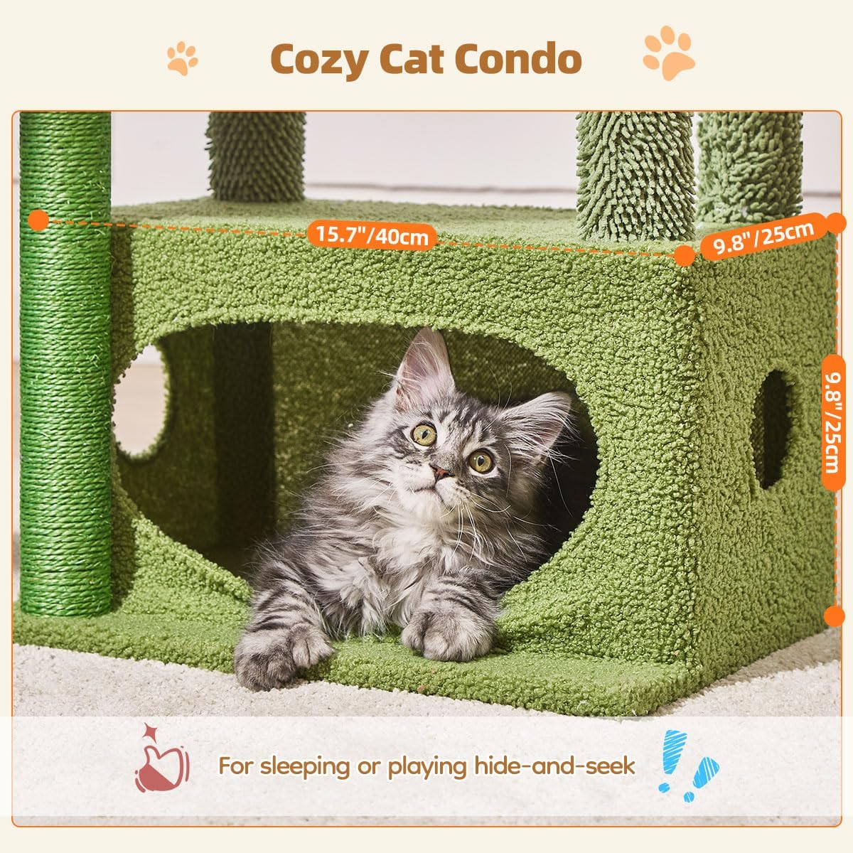 Taoqimiao Cat Tree, Suitable for Kittens - Cactus / 38.5 Inches - image 4