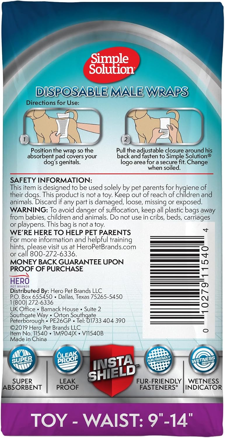 Simple Solution Male Dog Diapers, Disposable Belly Bands, M - Toy / 12 - image 2