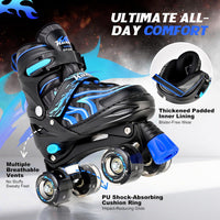 Kuxuan Adjustable Roller Skates with Fun Illuminating Rollerskate - Flame Blue / Large - Youth(4-7US) - image 4