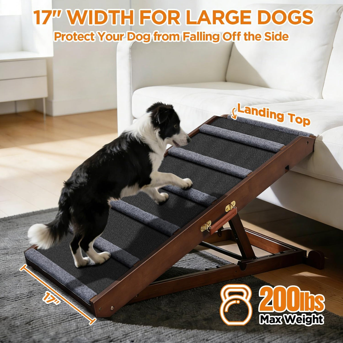 Dog Ramp for Bed, Extra Wide 17’’ - Black / Large - image 2