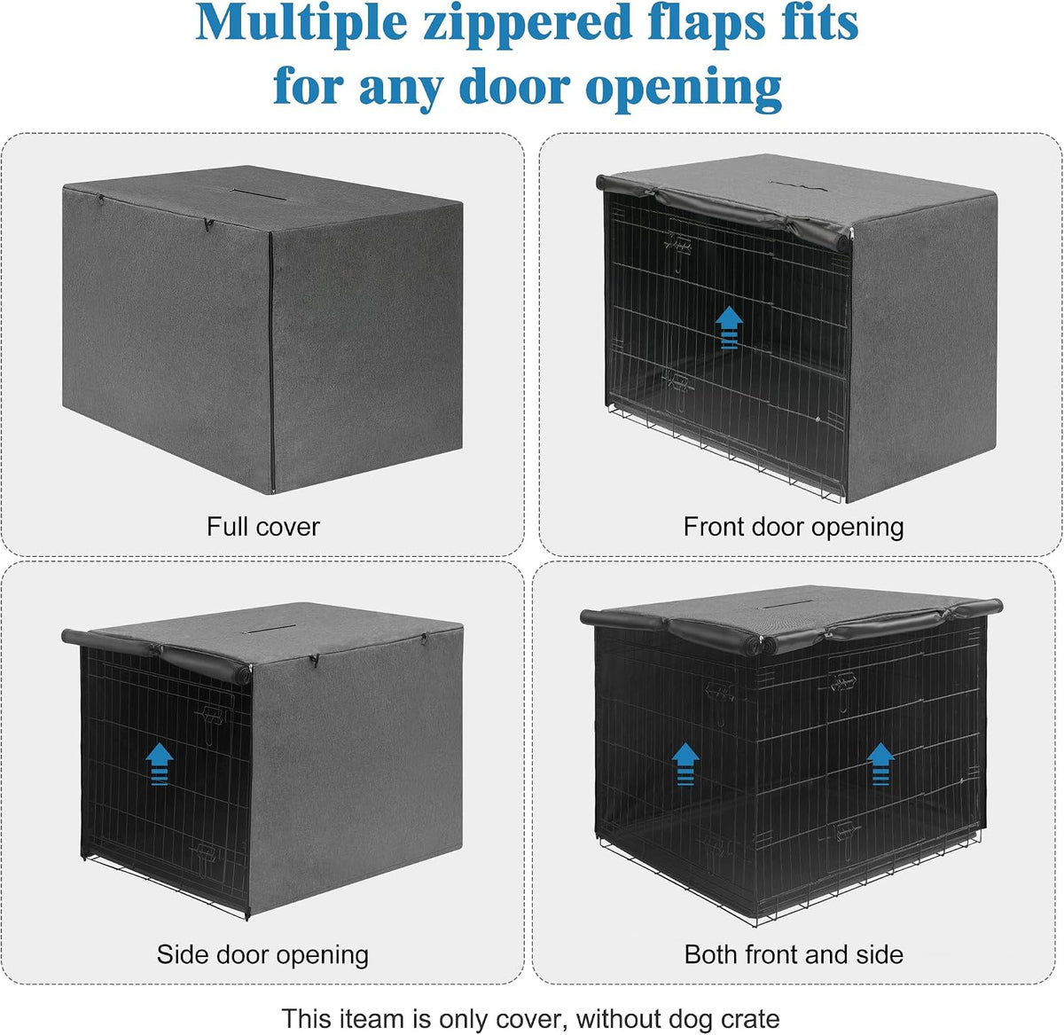 Deblue 36 inch Dog Crate Cover Fit for 36 inch Wire - – Essentials for Dogs - 24.0"L x 18.0"W x 20.0"H / Grey - image 4