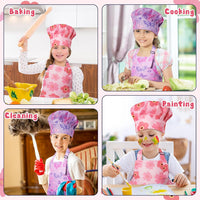 4Pcs Kids Apron and Chef Hat Set Gift for Girls Boys - Butterfly Flowers - image 4
