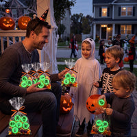Seenelling 60 glow in the dark Halloween bouncy balls with skeleton print, green - view 37