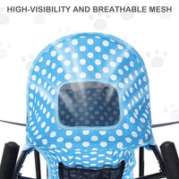 MoNiBloom 4 Wheels Pet Stroller, Easy-Fold Umbrella Shaped Dog Cat Jogger Stroller w/Storage Bag & Visible Mesh for Small/Medium Dogs Cats Sky Blue Polka Dots