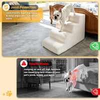 Dog Stairs for Bed & Couch, 18" H 4-Step Pet Ramp for Small Dogs - Beige / 4 / Standard 18" Height - image 2