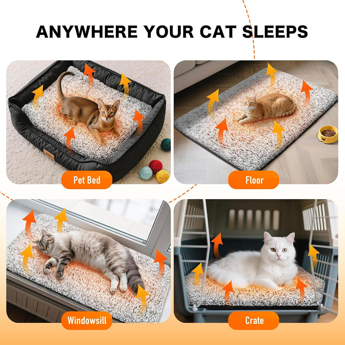 Self Warming Cat Bed, 2.0 Upgraded Thermal Mat for Indoor Cats - Gray / 18"x27" - image 2