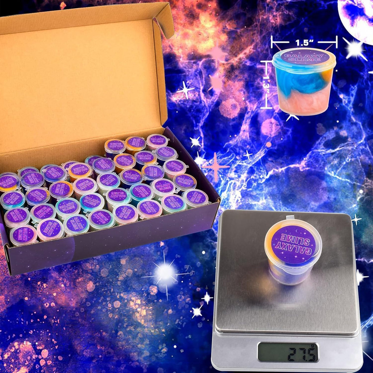 4 Pack Galaxy Slime Kit, Party Favors for Kids, Non Sticky, Wet - Galaxy 75 Pack - image 3