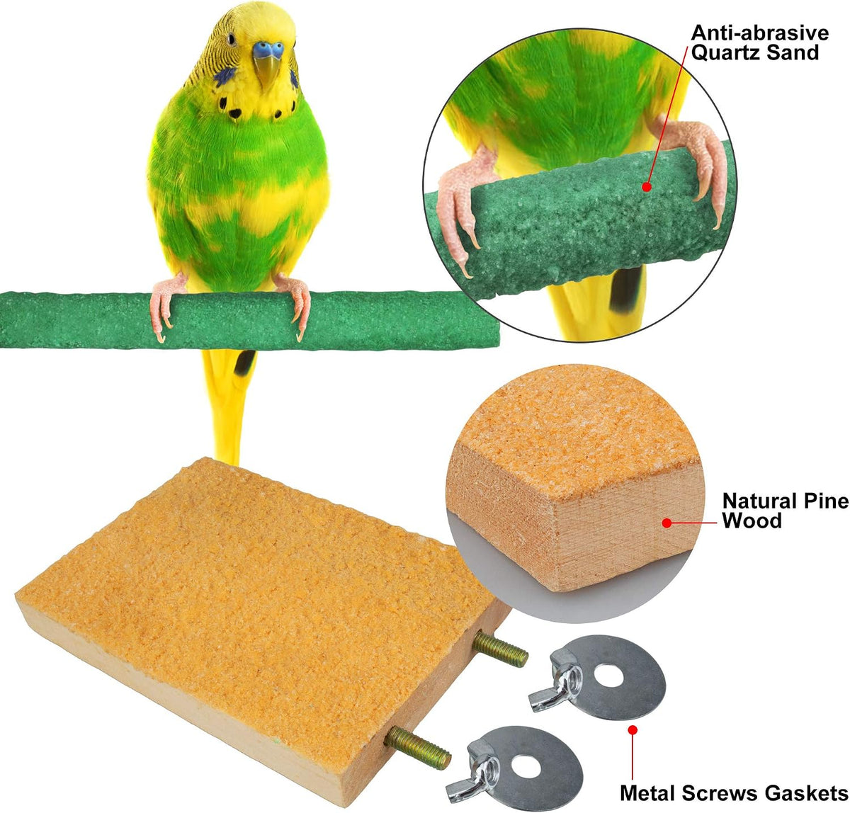 Bird Perches for Conure Stand Natural Wood Platform Bird Nail - Pattern 1 - image 4