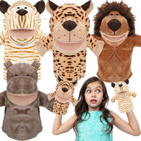 Roundfunny animal hand puppets set of 4: cow, frog, duck and sheep with movable mouths - view 2