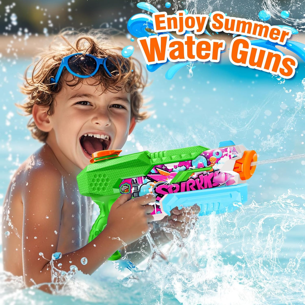 Super Water Gun for Kids Adults: 2 Pack - Blue, Light Blue, Cyan, Green, Pink, Purple - image 3