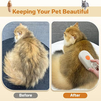 LunaSync Cat Steam Brush for Shedding, 4 in 1 Rechargeable Pet Grooming Brush for Cats and Dogs, Anti-Static Deshedding Tool with Massage & Cleaning, Comb for Long Short Hair - Beige