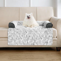 Calming Dog Bed for Couch with Cozy Raised Edge - Grey / 35"L x 31"W x 4.5"Th