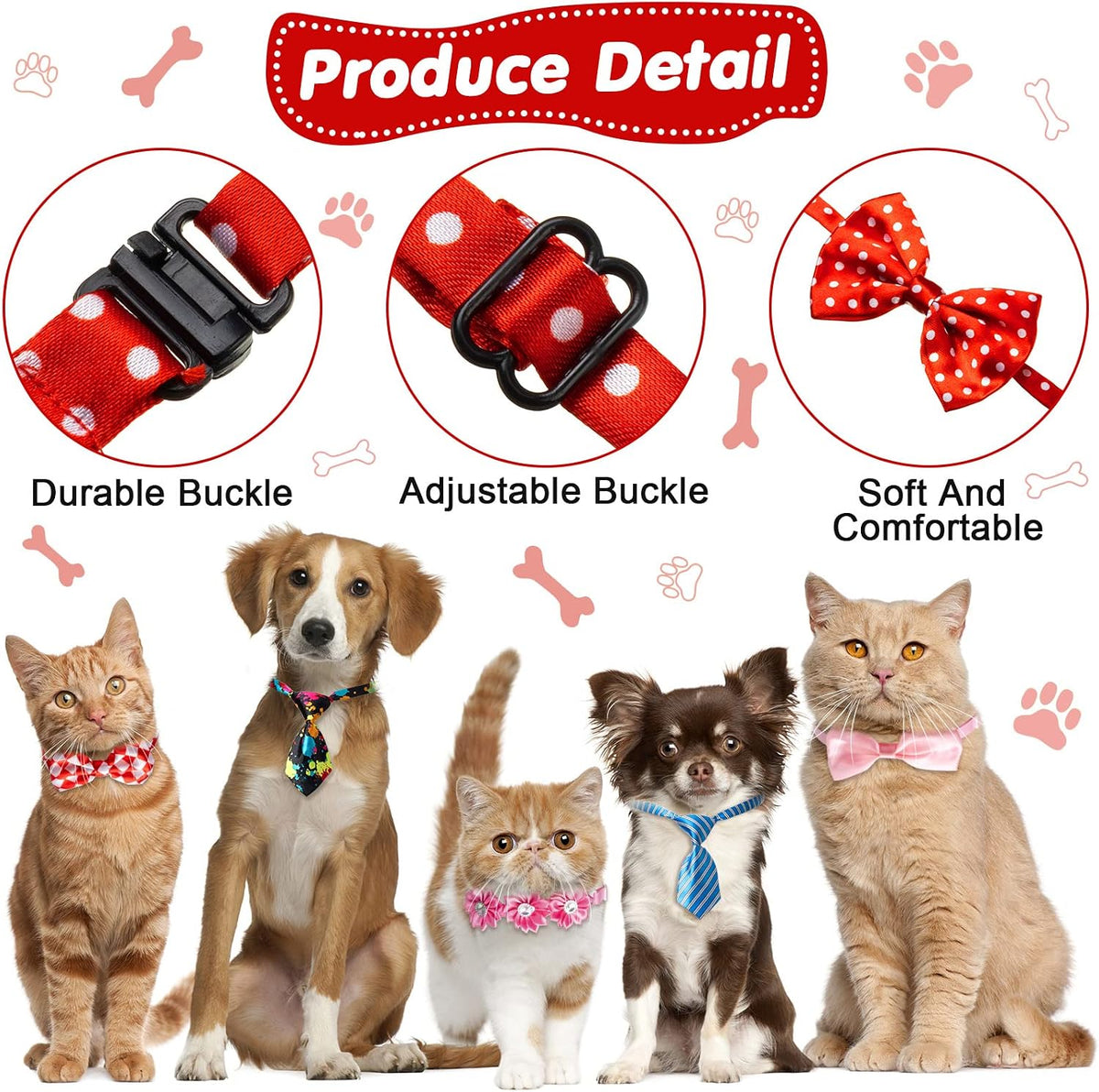 Chumia 100 Pcs Adjustable Dog Ties Set for Medium Large Dog Cat Party – Essentials for Dogs - image 3