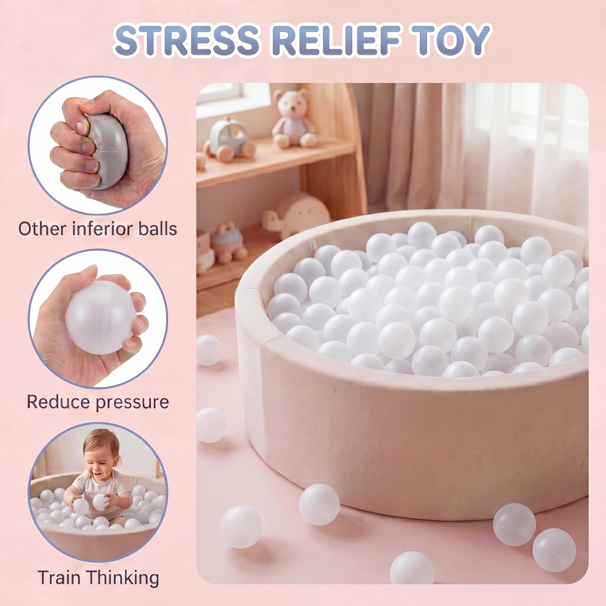 Clear Ball Pit Balls - Crush Proof Plastic Toy Balls for Boys and Girls – Fun for Kids & Family - 170 PACK / Transparent color - image 2