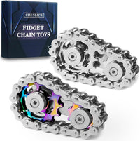 Fidget Spinner Toy for Adults Metal Figette Bike Chain for Adult Men - Color+silver