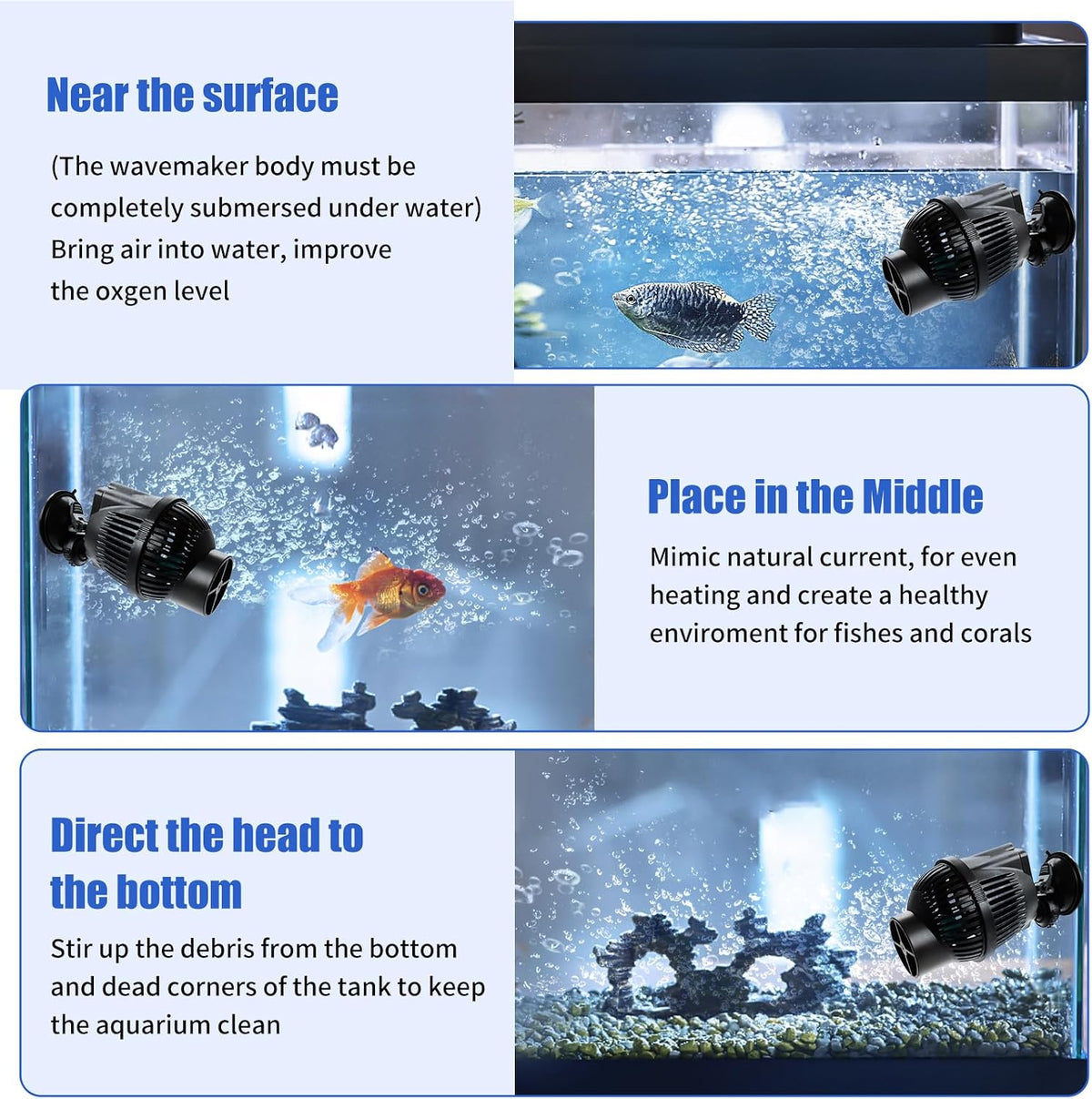 AQUANEAT Circulation Pump, 800GPH Aquarium Wave Maker - 1300 GPH - image 3