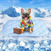 Dog Cooling Mat for Large Dogs - Ice Blue Wave Stitching / Medium