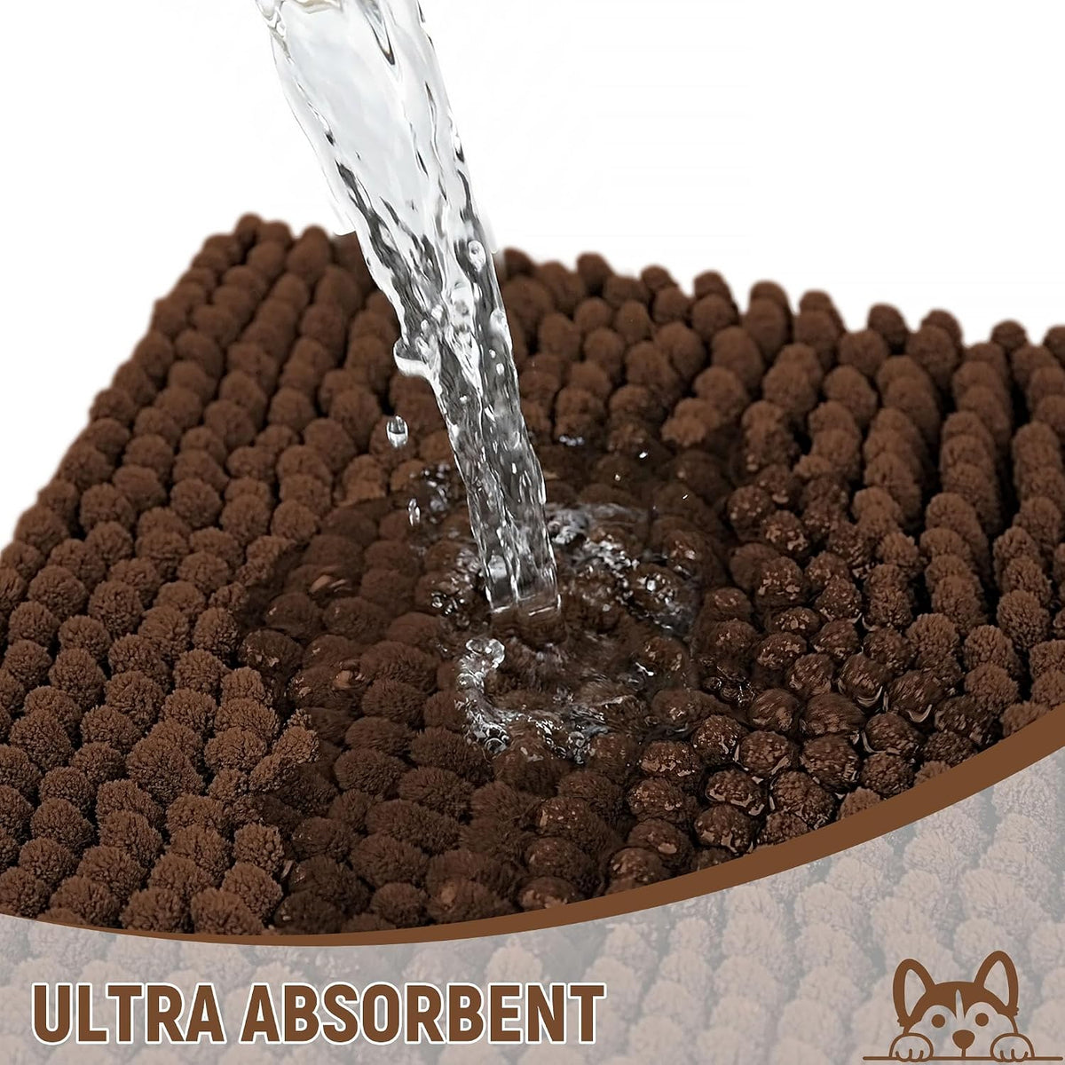 Absorbent Dog Door Mat for Muddy Paws - 60"L x 24"W x 1" Th / Brown - image 2