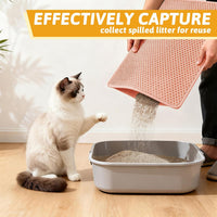 Pieviev Cat Litter Mat, Double-Layer Waterproof Litter Trap - Coral Red / 24x15 Inch - image 3