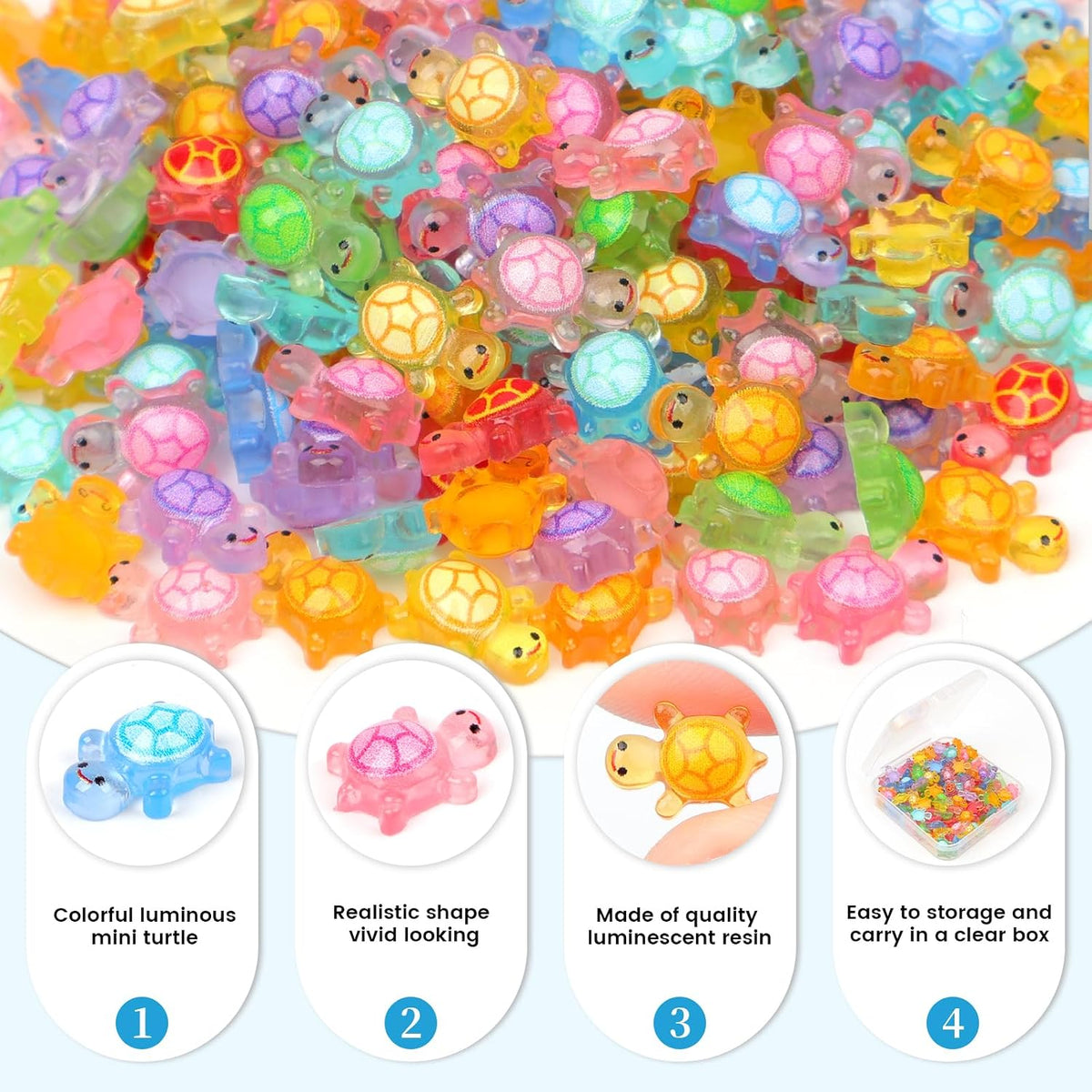 200pcs Mini Resin Ladybug Decor Tiny Ladybug for Crafts Dollhouse - 200pcs Mini Resin Turtles( 0.31 * 0.47inch) - image 2
