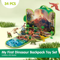 COCO&Friends dinosaur backpack playset unfolded into a 3D play mat with 12 dinosaurs - view 2