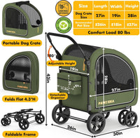 PAWZIDEA 3-in-1 Large Dog Stroller with Detachable Carrier - Forest Green - image 2