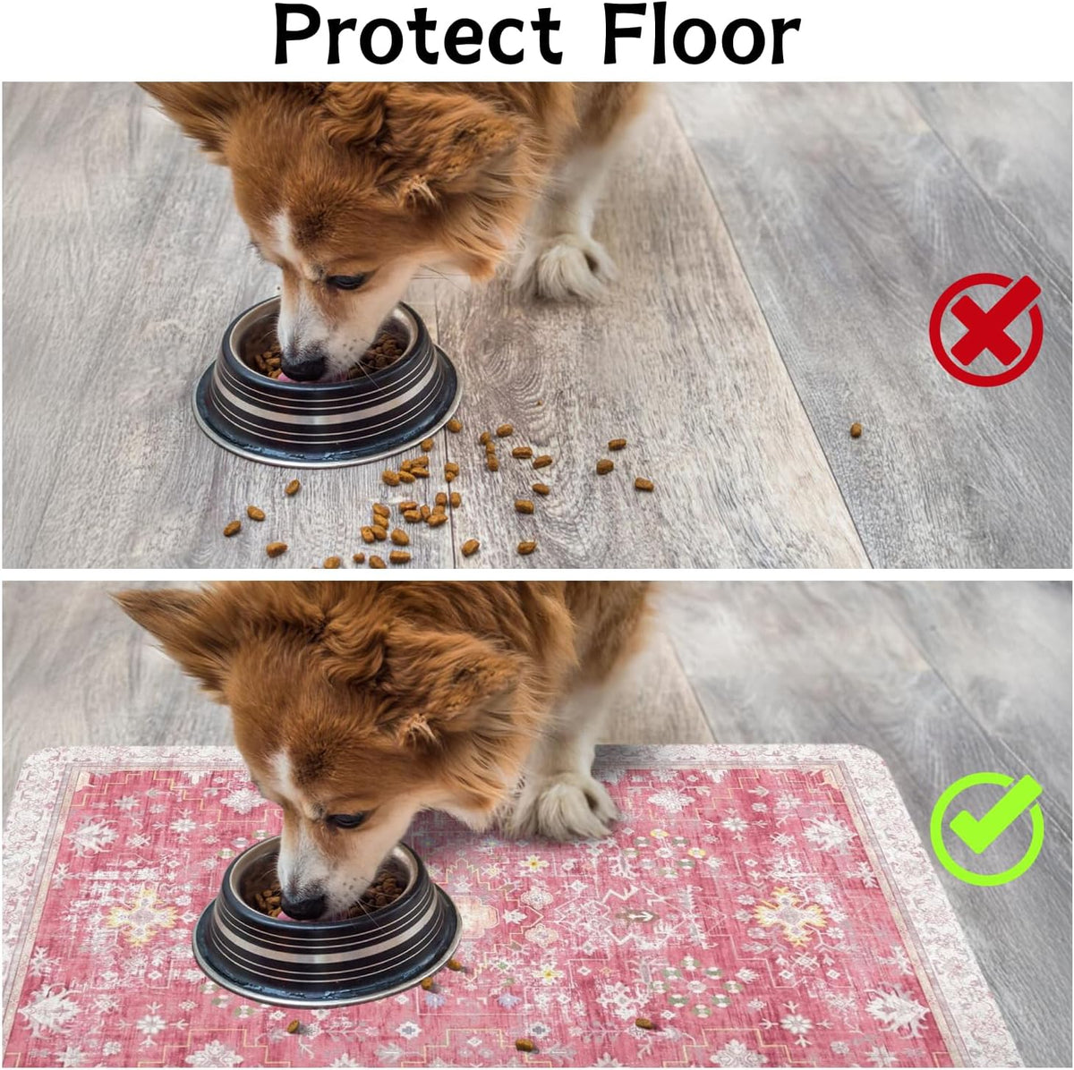 Pet Food Mats for Floor, Absorbent Dog Mat for Food and Water Dispenser Mat, Dog Food Mat Quick Dry - Pink / 24"L x 16"W - image 3