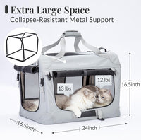Extra Large Cat Carrier for 2 Cats - 24.0"L x 16.5"W x 16.5"H / Starry Grey - image 2