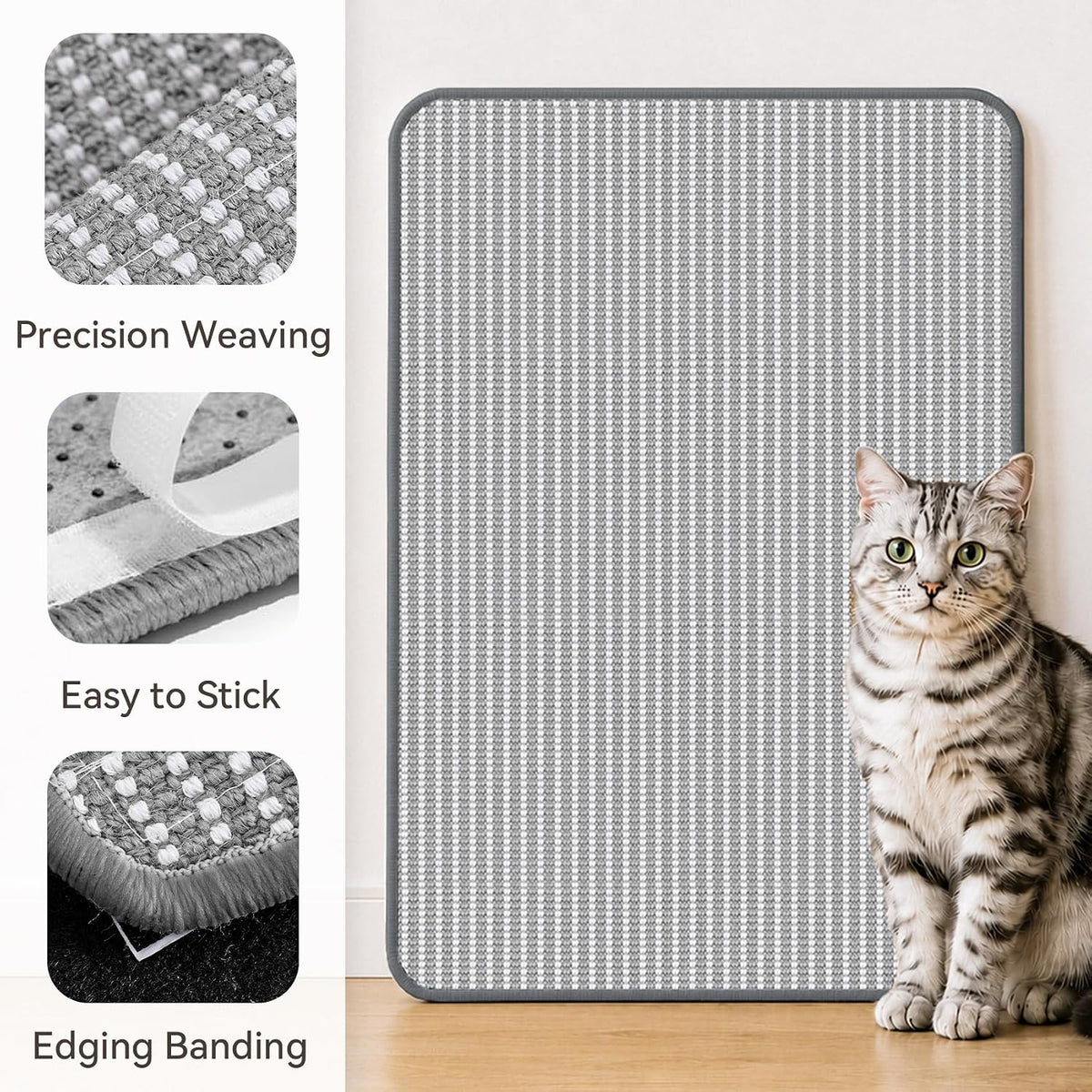 Cat Scratcher Mat, 23.6"x15.7" Natural Sisal Cat Scratch Pad – Essentials for Cats - Gray / 1 Pack-23.6"x15.7" - image 4