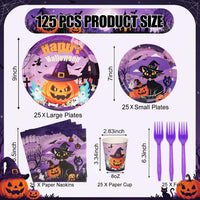 qonimi Halloween plates and napkins set, 75 piece disposable tableware - view 13