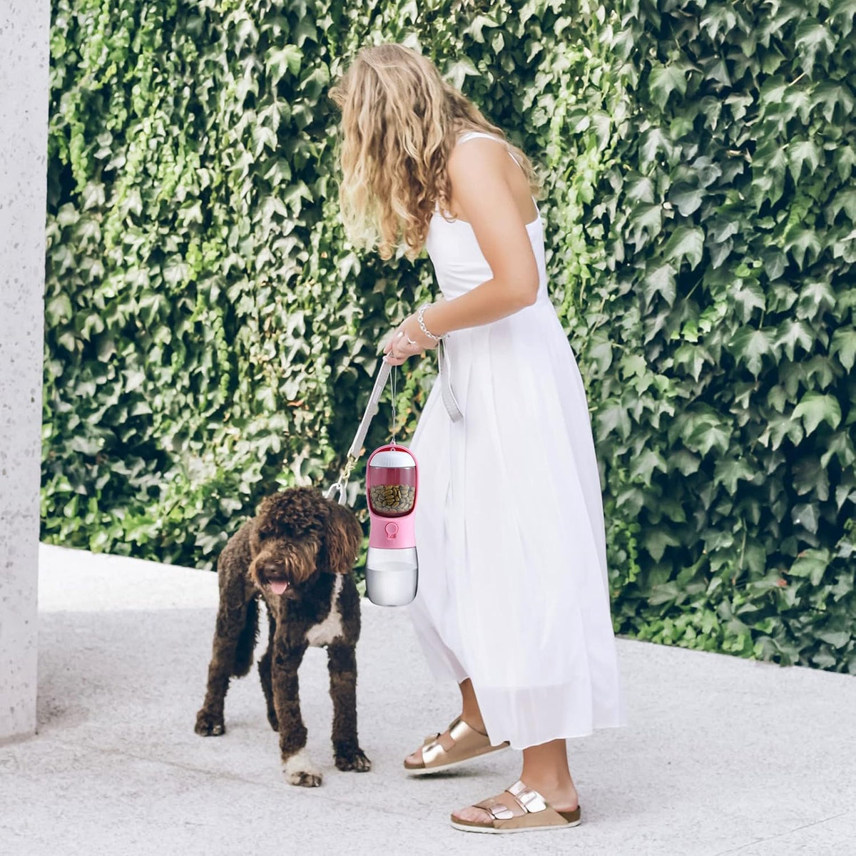 Dog Water Bottle Portable with Food Container & Filter for Travel – Essentials for Dogs - #04 Pink / 10oz - image 3