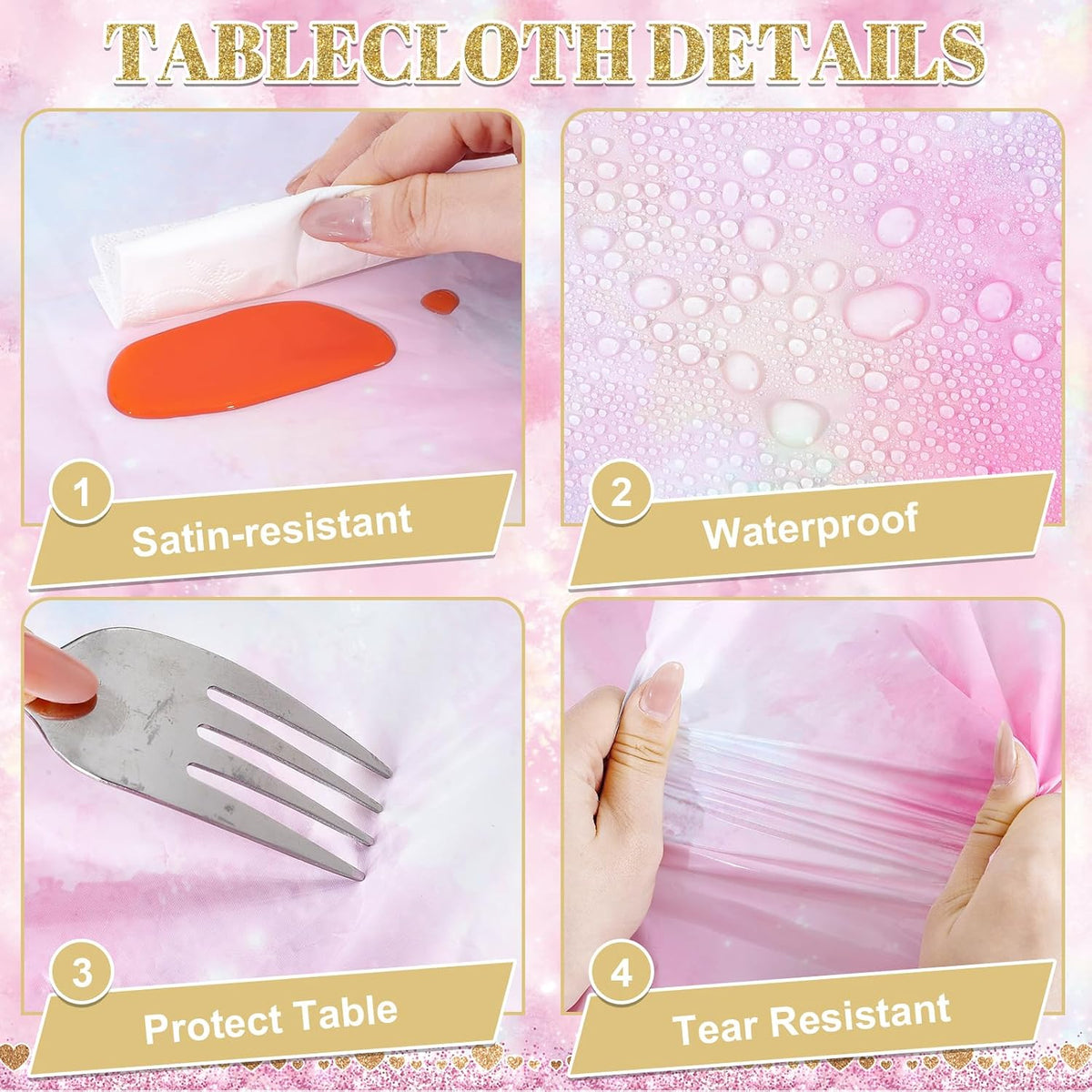 3 Pack Plastic Birthday Tablecloth - Rose Castle - image 4
