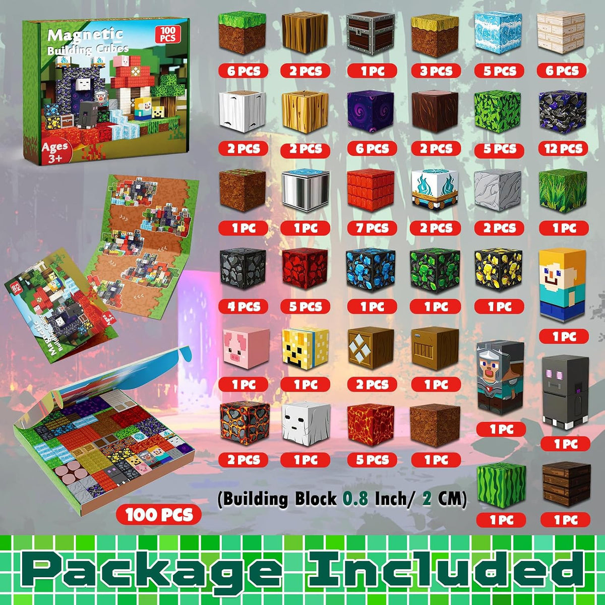 200 pcs Magnetic Blocks, Building Toys Gifts for Kids Age 3+ - Portal - 100 pcs - image 2