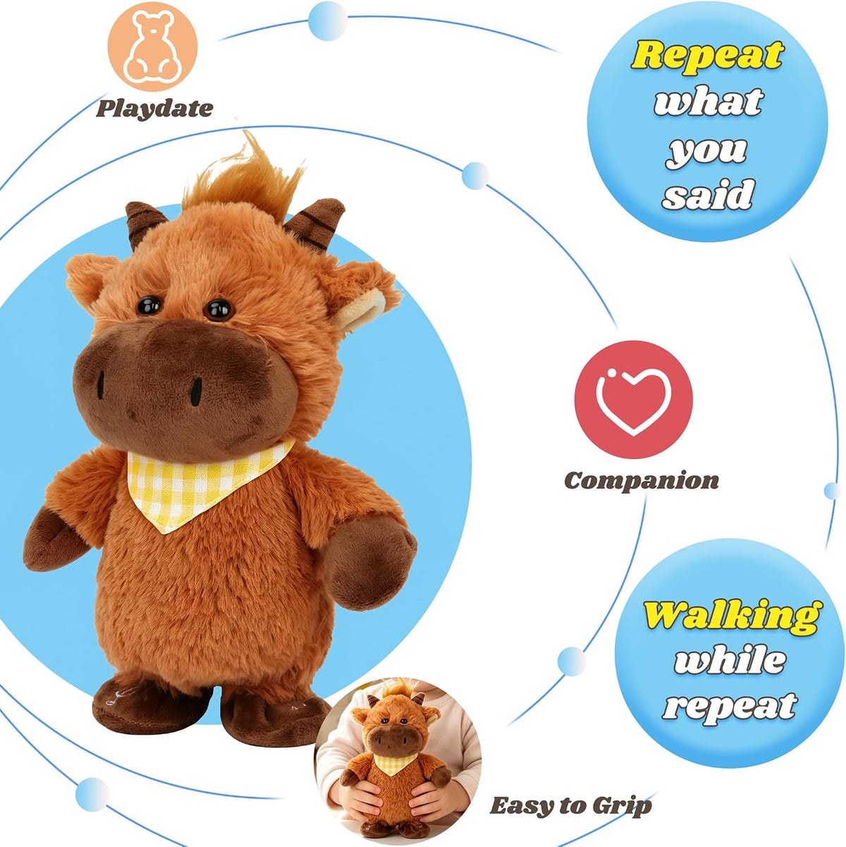 Hopearl Talking Singing Cowgirl Repeats What You Say Girl Walking - Highland Cow - image 4