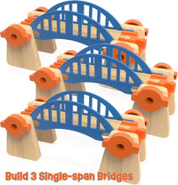 Orbrium wooden train track accessories with elevated columns, bridges and tunnel - view 2